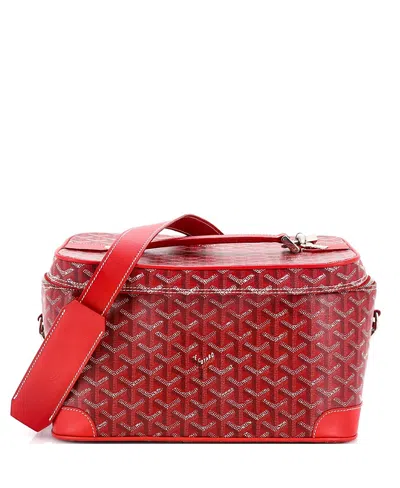 Pre-owned Pre-owned Goyard  Goyard Convertible Cosmetic Train Case Coated Canvas In Red