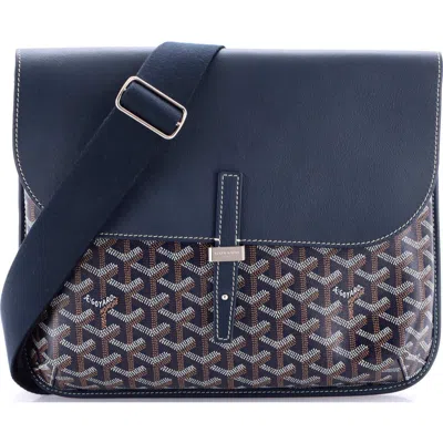 Pre-owned Goyard  Goyard Coursier Messenger Bag Coated Canvas And Leather In Blue