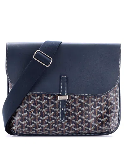 Pre-owned Pre-owned Goyard  Goyard Coursier Messenger Bag Coated Canvas And Leather In Blue