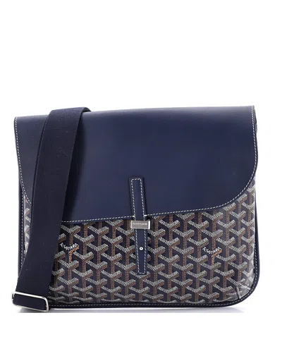 Pre-owned Pre-owned Goyard  Goyard Coursier Messenger Bag Coated Canvas And Leather In Blue
