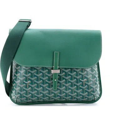 Pre-owned Goyard  Goyard Coursier Messenger Bag Coated Canvas And Leather In Green