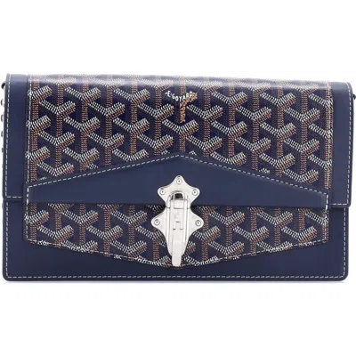 Pre-owned Goyard  Goyard Duchesse Marie-caroline Bag Coated Canvas Small In Blue