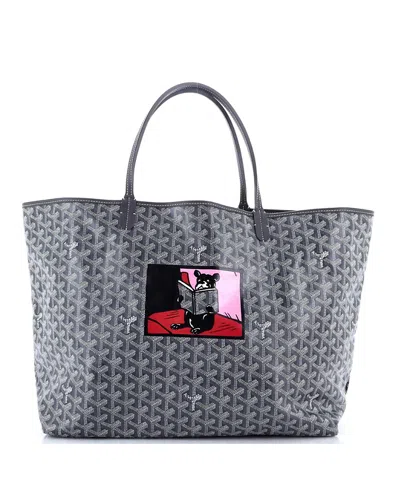 Pre-owned Goyard  Goyard Gm Saint Louis Tote Printed Coated Canvas In Gray