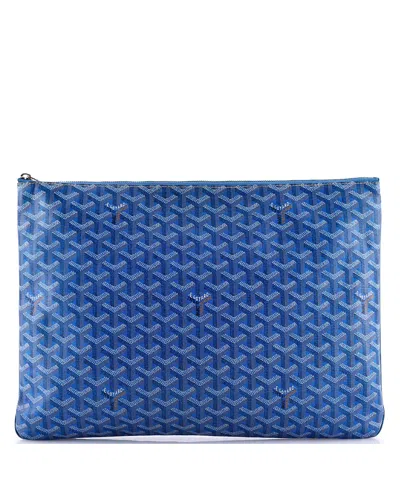 Pre-owned Pre-owned Goyard  Goyard Gm Senat Zip Pouch Coated Canvas In Blue
