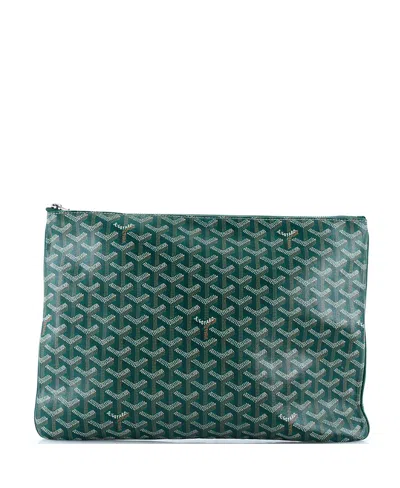 Pre-owned Pre-owned Goyard  Goyard Gm Senat Zip Pouch Coated Canvas In Green