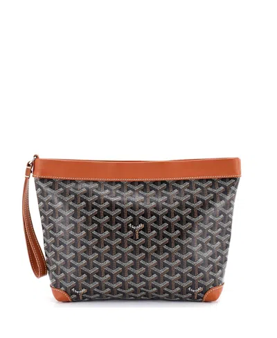 Pre-owned Pre-owned Goyard  Goyard Goyardine Conti Pouch Coated Canvas In Black