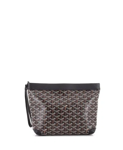 Pre-owned Pre-owned Goyard  Goyard Goyardine Conti Pouch Coated Canvas In Black