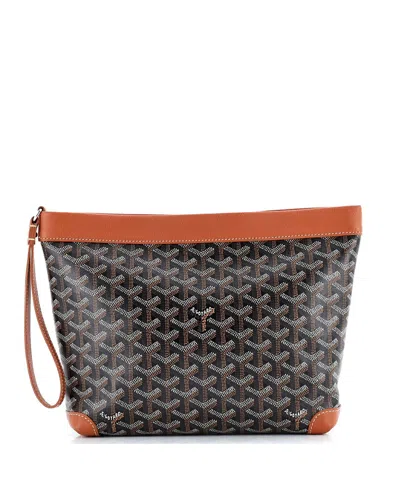 Pre-owned Pre-owned Goyard  Goyard Goyardine Conti Pouch Coated Canvas In Brown