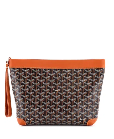 Pre-owned Pre-owned Goyard  Goyard Goyardine Conti Pouch Coated Canvas In Brown