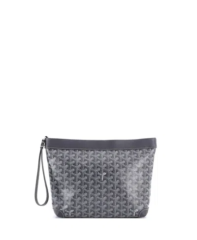 Pre-owned Pre-owned Goyard  Goyard Goyardine Conti Pouch Coated Canvas In Gray