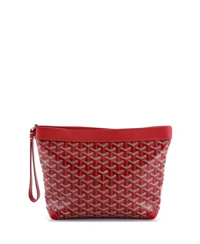 Pre-owned Pre-owned Goyard  Goyard Goyardine Conti Pouch Coated Canvas In Red