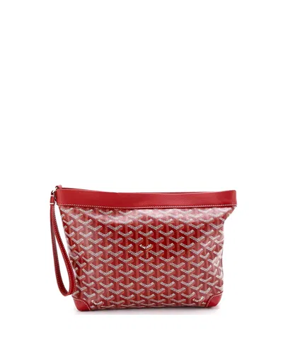 Pre-owned Pre-owned Goyard  Goyard Goyardine Conti Pouch Coated Canvas In Red