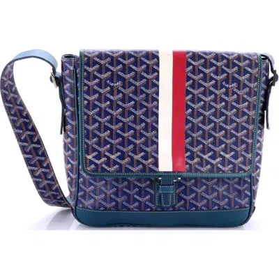 Pre-owned Goyard  Goyard Grand Bleu Messenger Bag Printed Coated Canvas Mm In Blue