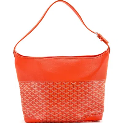 Pre-owned Goyard  Goyard Grenadine Hobo Coated Canvas With Leather In Red