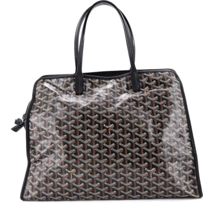 Pre-owned Goyard  Goyard Hardy Pet Carrier Coated Canvas Pm In Black