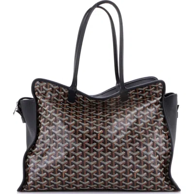 Pre-owned Goyard  Goyard Hardy Pet Carrier Coated Canvas Pm In Black