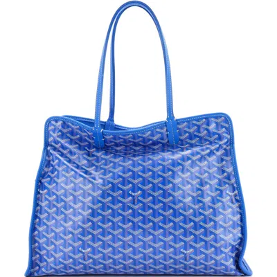 Pre-owned Goyard  Goyard Hardy Pet Carrier Coated Canvas Pm In Blue