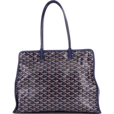 Pre-owned Goyard  Goyard Hardy Pet Carrier Coated Canvas Pm In Blue