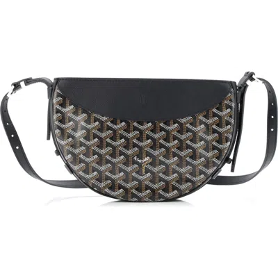 Pre-owned Goyard  Goyard Hirondelle Shoulder Bag Coated Canvas And Leather In Black