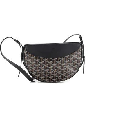 Pre-owned Goyard  Goyard Hirondelle Shoulder Bag Coated Canvas And Leather In Black