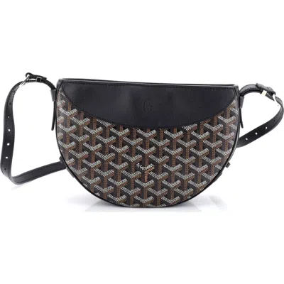 Pre-owned Goyard  Goyard Hirondelle Shoulder Bag Coated Canvas And Leather In Black