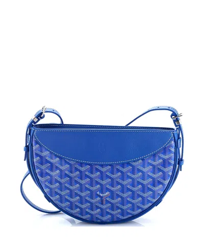 Pre-owned Pre-owned Goyard  Goyard Hirondelle Shoulder Bag Coated Canvas And Leather In Blue