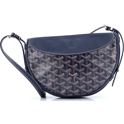 Pre-owned Goyard  Goyard Hirondelle Shoulder Bag Coated Canvas And Leather In Blue