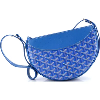Pre-owned Goyard  Goyard Hirondelle Shoulder Bag Coated Canvas And Leather In Blue