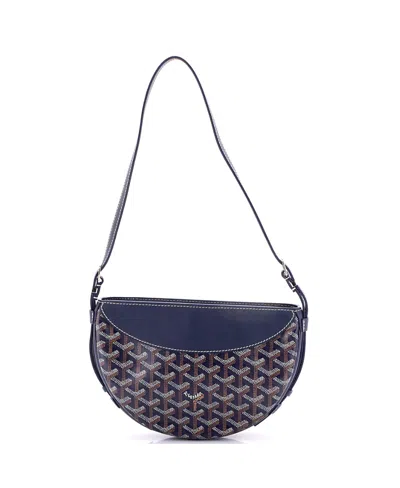 Pre-owned Pre-owned Goyard  Goyard Hirondelle Shoulder Bag Coated Canvas And Leather In Blue