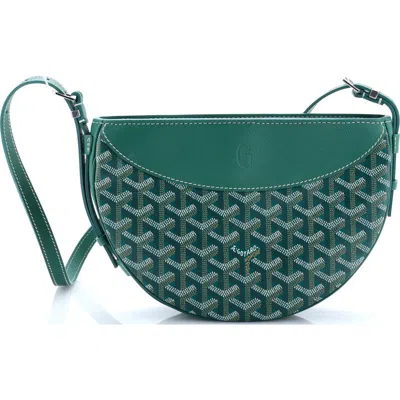 Pre-owned Goyard  Goyard Hirondelle Shoulder Bag Coated Canvas And Leather In Green