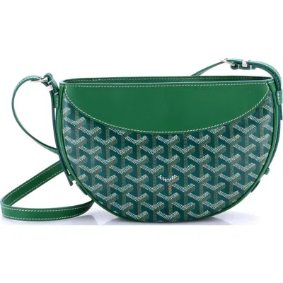 Pre-owned Goyard  Goyard Hirondelle Shoulder Bag Coated Canvas And Leather In Green
