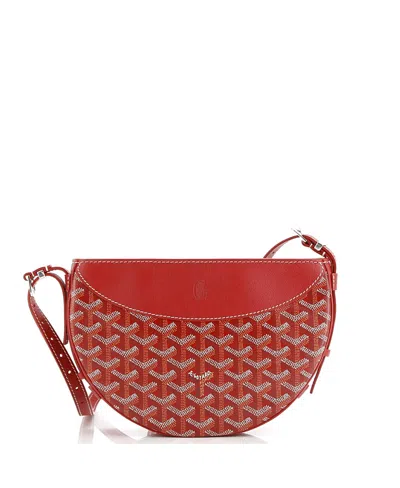 Pre-owned Pre-owned Goyard  Goyard Hirondelle Shoulder Bag Coated Canvas And Leather In Red