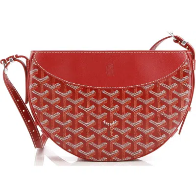 Pre-owned Goyard  Goyard Hirondelle Shoulder Bag Coated Canvas And Leather In Red
