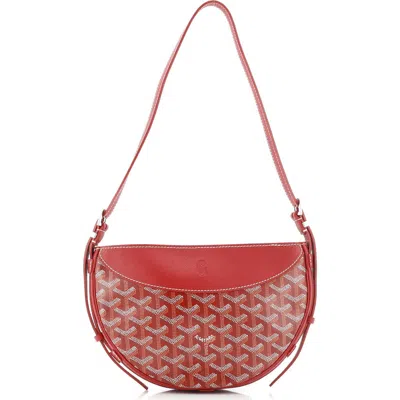 Pre-owned Goyard  Goyard Hirondelle Shoulder Bag Coated Canvas And Leather In Red