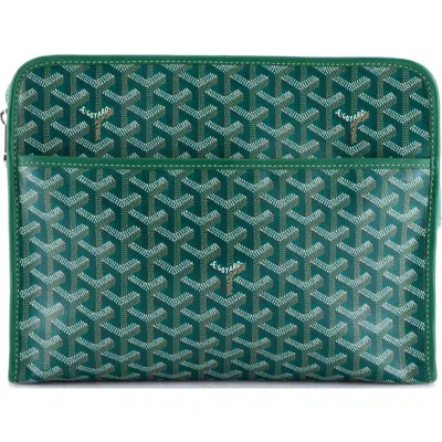 Pre-owned Goyard  Goyard Jouvence Toiletry Pouch Coated Canvas Gm In Green