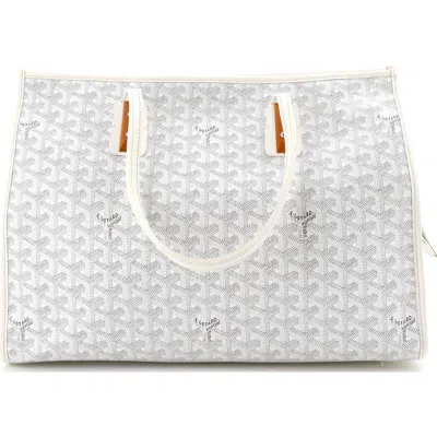 Pre-owned Goyard  Goyard Marquises Bag Coated Canvas In White