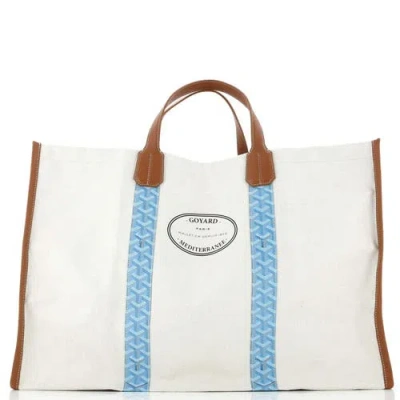 Pre-owned Goyard  Goyard Mediterranee Saint-tropez Reversible Tote Coated Canvas In Neutral