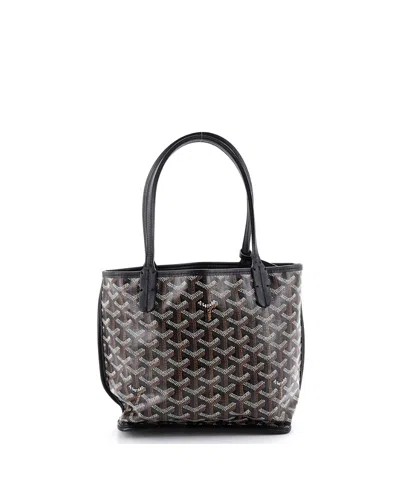 Pre-owned Pre-owned Goyard  Goyard Mini Anjou Reversible Tote Coated Canvas In Black