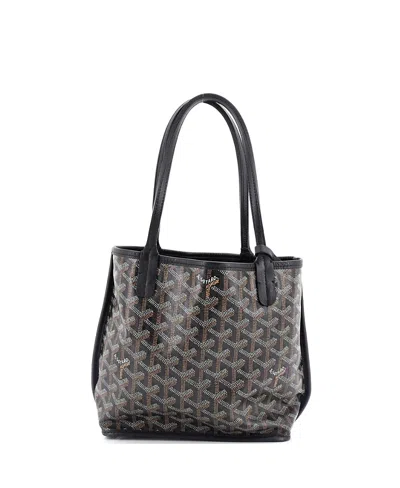 Pre-owned Goyard  Goyard Mini Anjou Reversible Tote Coated Canvas In Black/ Brown