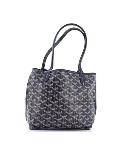Pre-owned Pre-owned Goyard  Goyard Mini Anjou Reversible Tote Coated Canvas In Blue