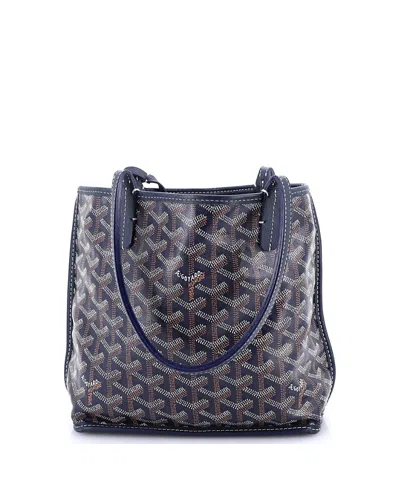 Pre-owned Pre-owned Goyard  Goyard Mini Anjou Reversible Tote Coated Canvas In Blue