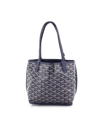 Pre-owned Pre-owned Goyard  Goyard Mini Anjou Reversible Tote Coated Canvas In Blue