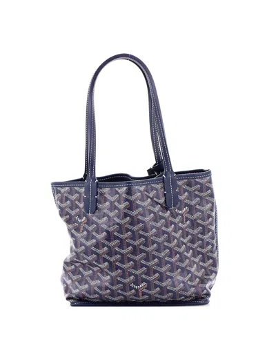 Pre-owned Pre-owned Goyard  Goyard Mini Anjou Reversible Tote Coated Canvas In Blue