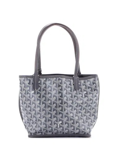 Pre-owned Pre-owned Goyard  Goyard Mini Anjou Reversible Tote Coated Canvas In Gray