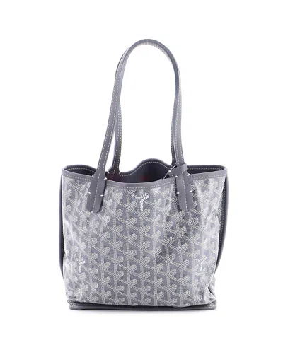 Pre-owned Pre-owned Goyard  Goyard Mini Anjou Reversible Tote Coated Canvas In Gray