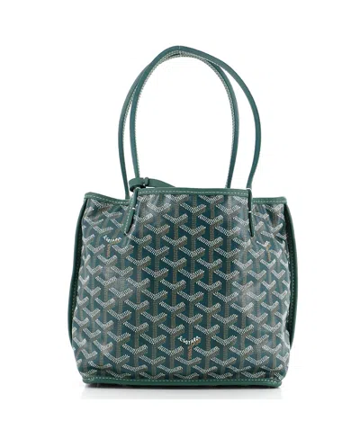 Pre-owned Pre-owned Goyard  Goyard Mini Anjou Reversible Tote Coated Canvas In Green
