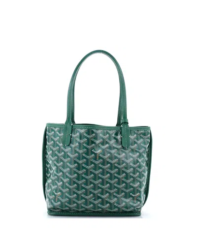 Pre-owned Pre-owned Goyard  Goyard Mini Anjou Reversible Tote Coated Canvas In Green
