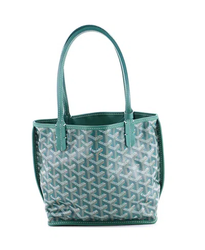 Pre-owned Pre-owned Goyard  Goyard Mini Anjou Reversible Tote Coated Canvas In Green