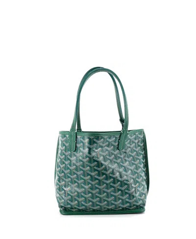 Pre-owned Pre-owned Goyard  Goyard Mini Anjou Reversible Tote Coated Canvas In Green
