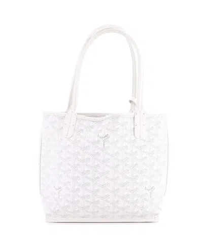Pre-owned Pre-owned Goyard  Goyard Mini Anjou Reversible Tote Coated Canvas In White
